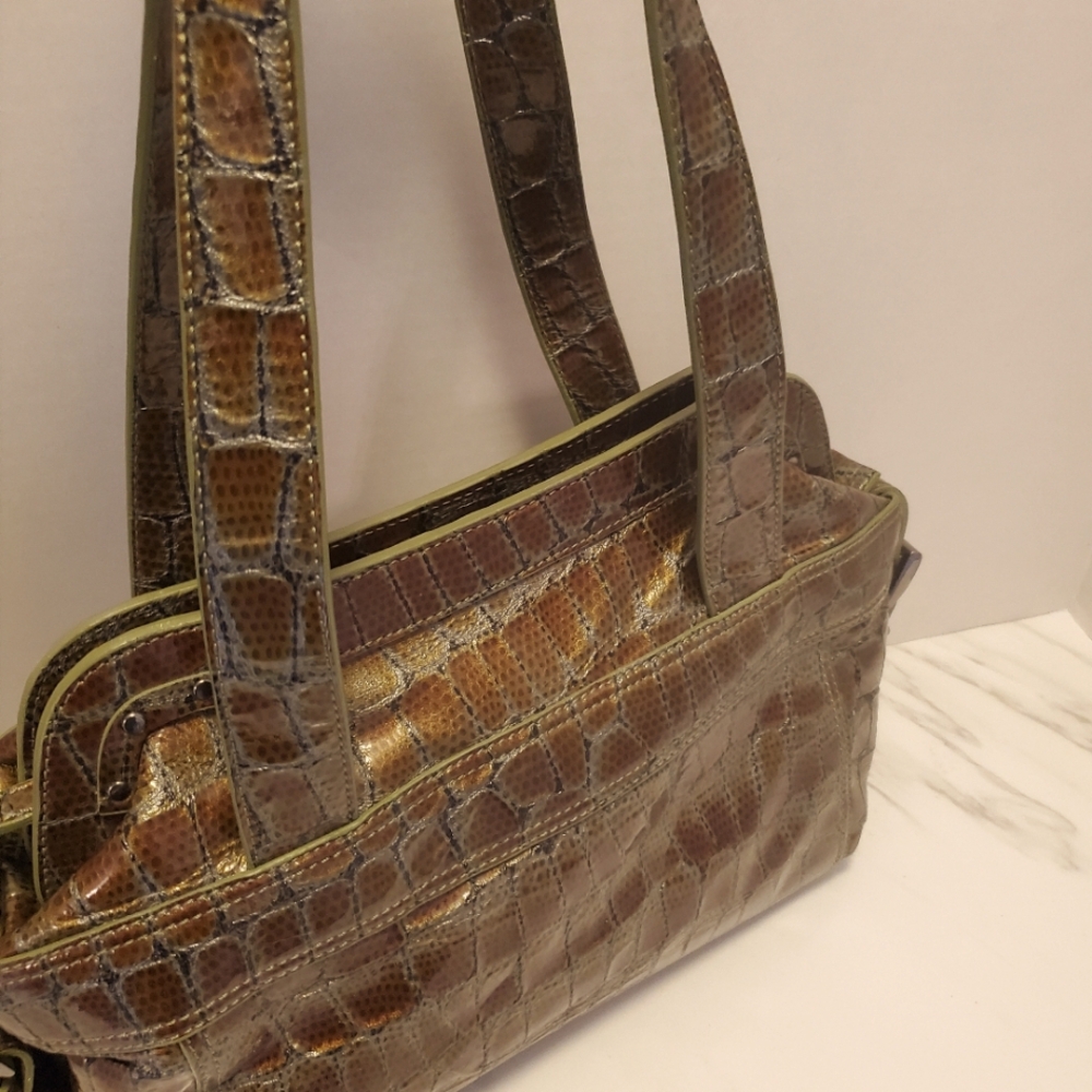 CHARLIE LAPSON GREEN SNAKSKIN SHOULDERBAG NEW